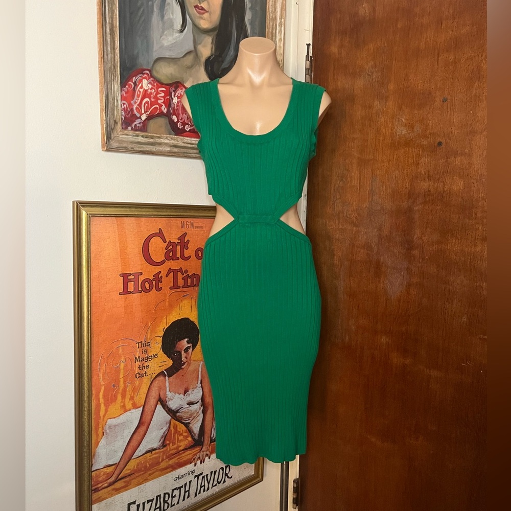Bobi Los Angeles Green Cutout Sweater Dress XL